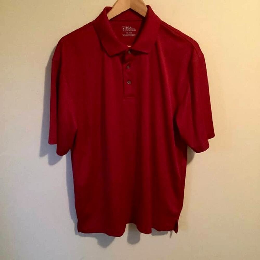 PGA Tour Mens Red Short Sleeve Collared Polo Shirt Size XL